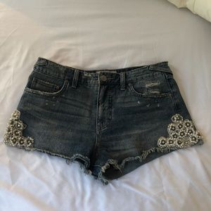 Free People Beaded Denim Shorts Size 27